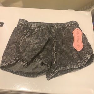 Elastic Waist Acid Wash Shorts